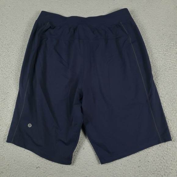 Lululemon Shorts Mens Medium Blue Zipper Pockets Lace Tie Stretch Athletic - Picture 7 of 9